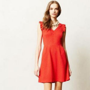 Anthropologie Red Teahouse Dress By Tabitha Sz 14